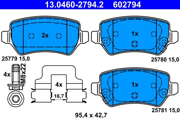 Гальмівні колодки дискові ATE 13046027942 - zapix