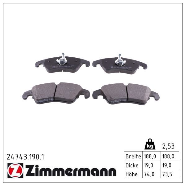 Гальмівні колодки дискові ZIMMERMANN 247431901 - zapix