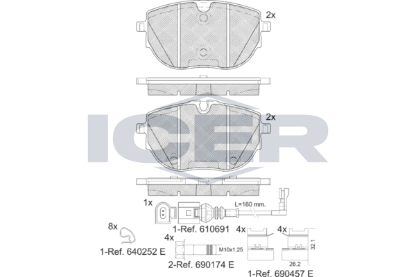 Гальмівні колодки дискові ICER 142399 - zapix