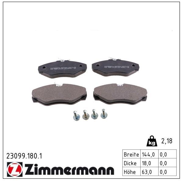 Гальмівні колодки дискові ZIMMERMANN 230991801 - zapix