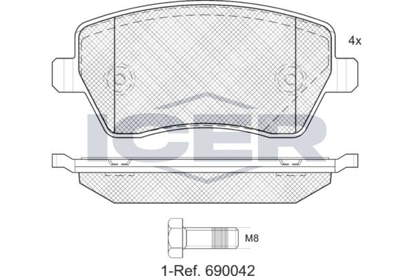 Гальмівні колодки дискові ICER EV1534700 - zapix