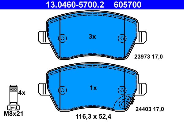 Гальмівні колодки дискові ATE 13046057002 - zapix