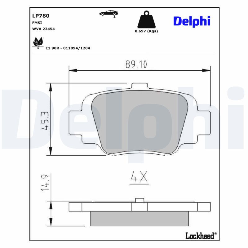 Гальмівні колодки дискові DELPHI LP780 - zapix