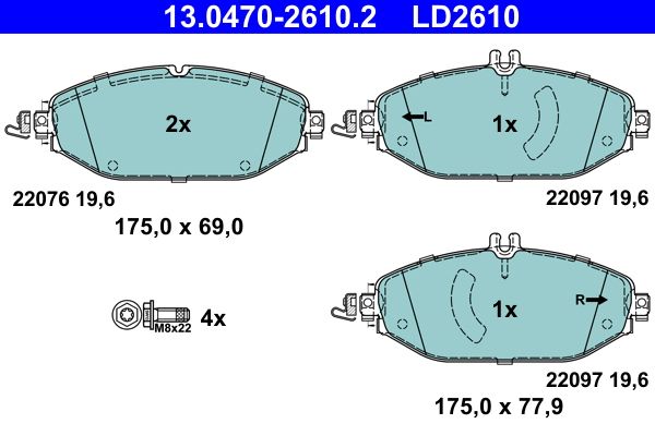 Гальмівні колодки дискові ATE 13047026102 - zapix