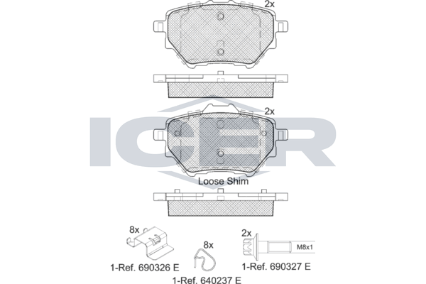 Тормозные колодки дисковые ICER 182162