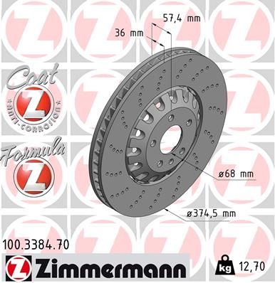 Гальмівний диск ZIMMERMANN 100338470 - zapix