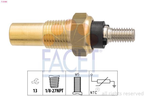 Датчик температури охолоджуючої рідини FACET 73180 - zapix