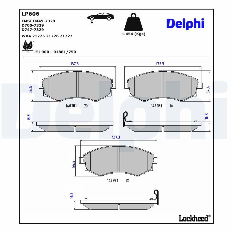 Гальмівні колодки дискові DELPHI LP606 - zapix