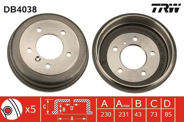 Гальмівний барабан TRW DB4038 - zapix