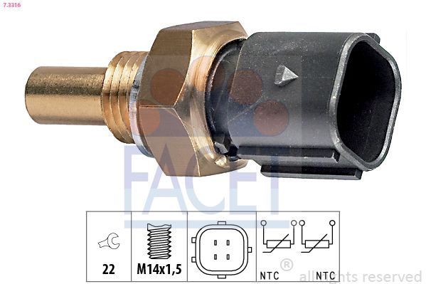 Датчик температури охолоджуючої рідини FACET 73316 - zapix