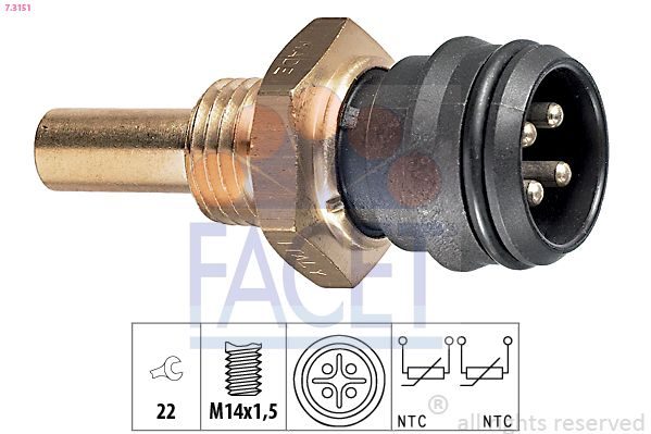 Датчик температури охолоджуючої рідини FACET 73151 - zapix