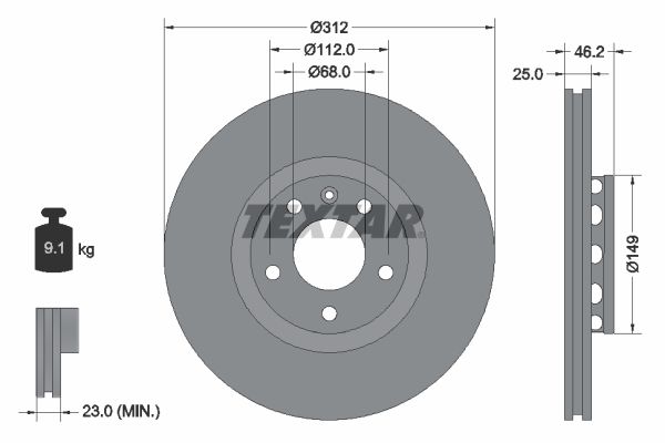 Гальмівний диск TEXTAR 92106105 - zapix