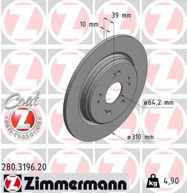 Гальмівний диск ZIMMERMANN 280319620 - zapix