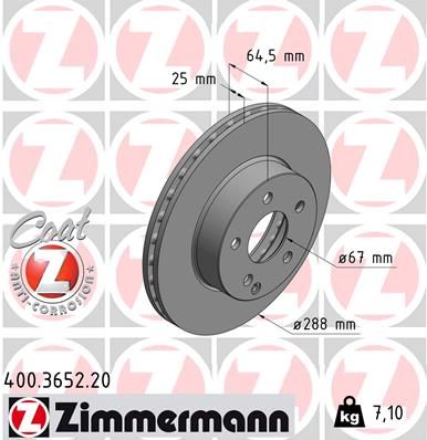 Гальмівний диск ZIMMERMANN 400365220 - zapix