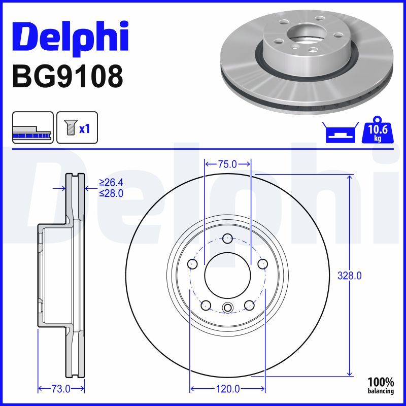 Гальмівний диск DELPHI BG9108 - zapix