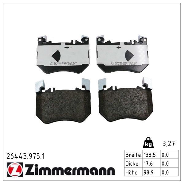 Гальмівні колодки дискові ZIMMERMANN 264439751 - zapix