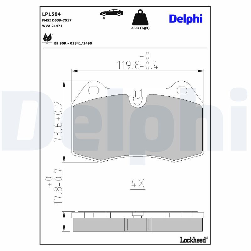 Тормозные колодки дисковые DELPHI LP1584