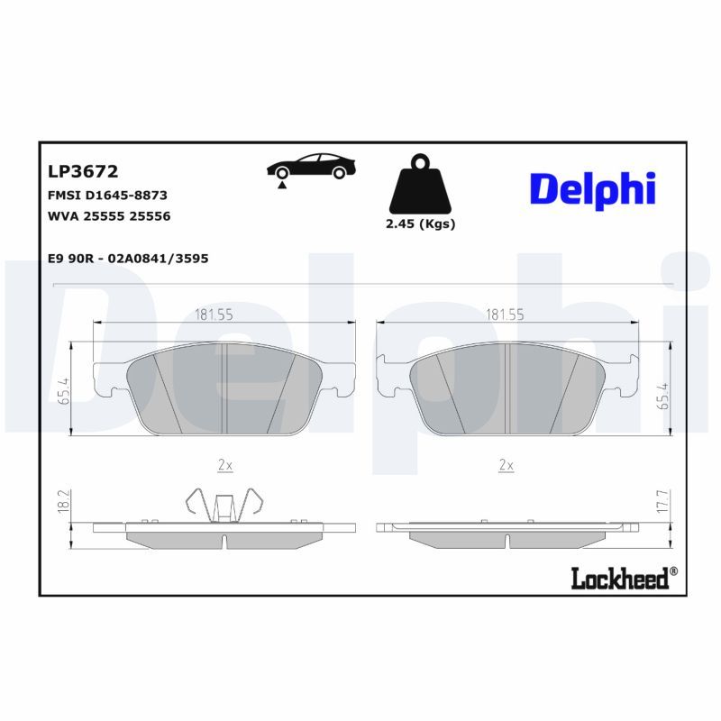 Тормозные колодки дисковые DELPHI LP3672