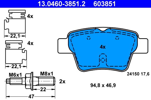 Гальмівні колодки дискові ATE 13046038512 - zapix