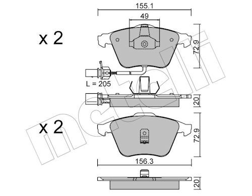 Гальмівні колодки дискові METELLI 2205490 - zapix
