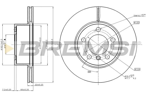 Гальмівний диск BREMSI CD8195V - zapix