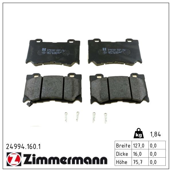 Гальмівні колодки дискові ZIMMERMANN 249941601 - zapix