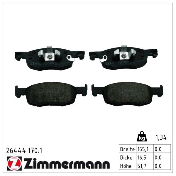 Гальмівні колодки дискові ZIMMERMANN 264441701 - zapix