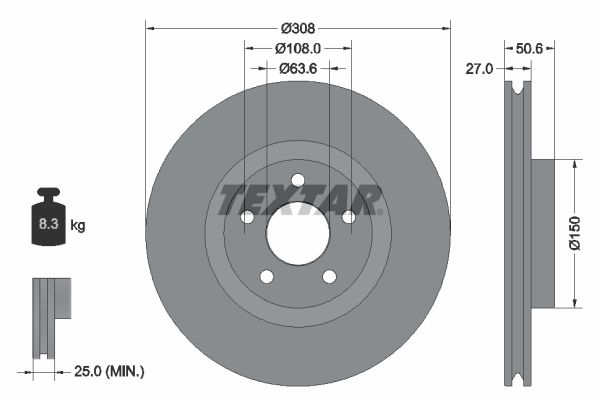 Гальмівний диск TEXTAR 92306703 - zapix