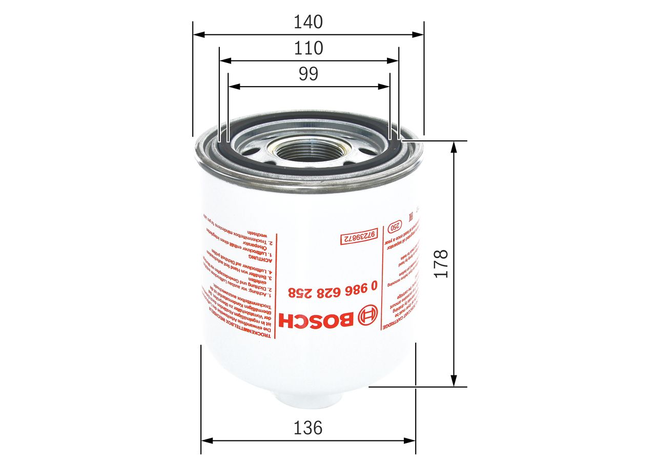 Фільтр осушувача повітря BOSCH 0986628258 - zapix