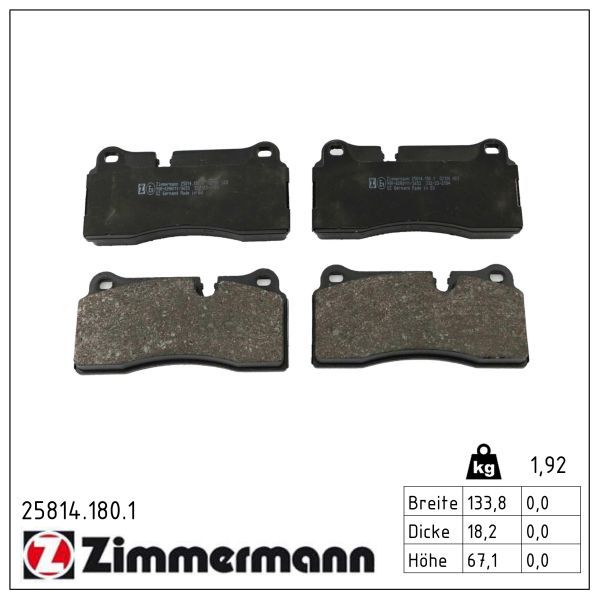 Гальмівні колодки дискові ZIMMERMANN 258141801 - zapix