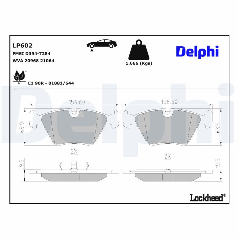 Гальмівні колодки дискові DELPHI LP602