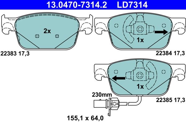 Гальмівні колодки дискові ATE 13047073142 - zapix