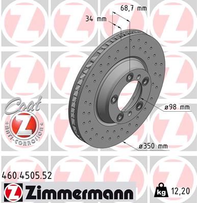 Гальмівний диск ZIMMERMANN 460450552 - zapix
