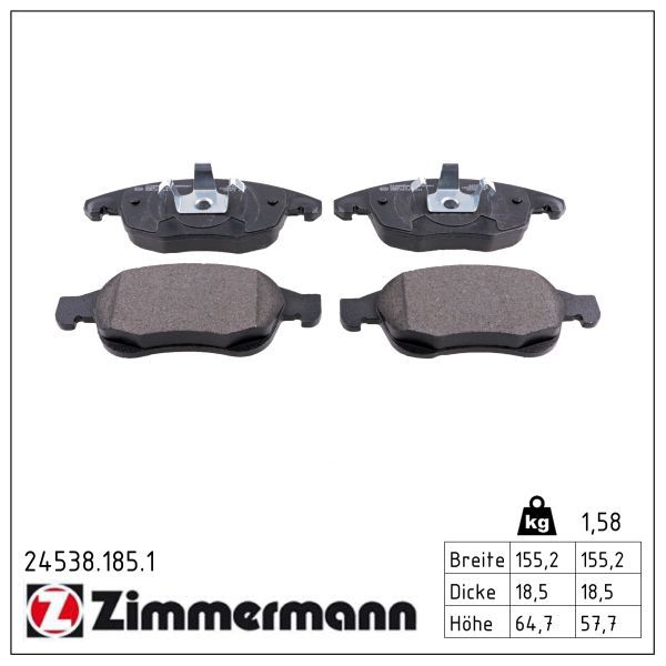 Гальмівні колодки дискові ZIMMERMANN 245381851 - zapix