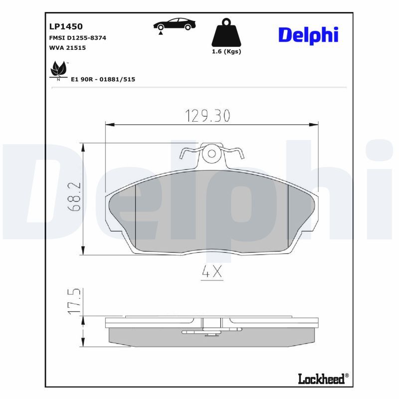 Гальмівні колодки дискові DELPHI LP1450
