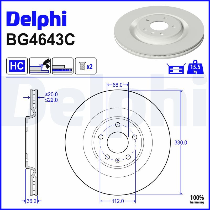 Гальмівний диск DELPHI BG4643C