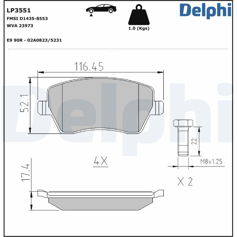 Тормозные колодки дисковые DELPHI LP3551
