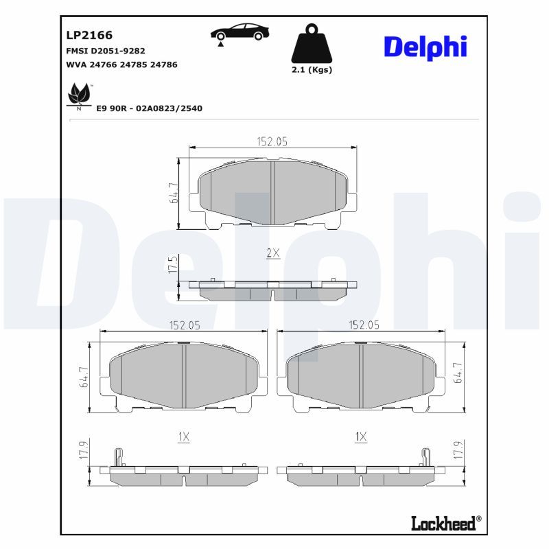 Тормозные колодки дисковые DELPHI LP2166