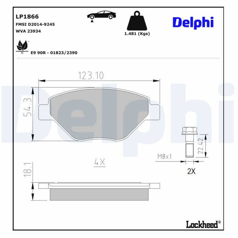 Тормозные колодки дисковые DELPHI LP1866