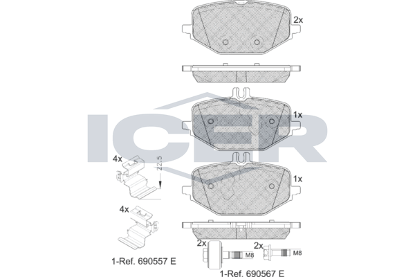 Гальмівні колодки дискові ICER 182371 - zapix