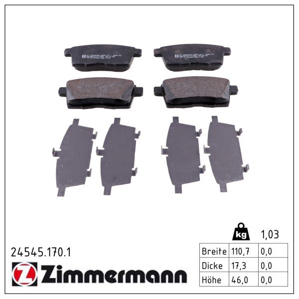 Гальмівні колодки дискові ZIMMERMANN 245451701 - zapix