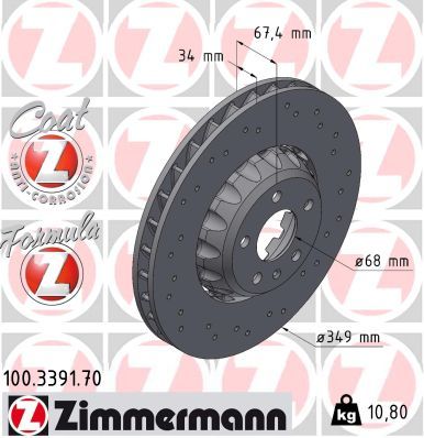 Гальмівний диск ZIMMERMANN 100339170 - zapix