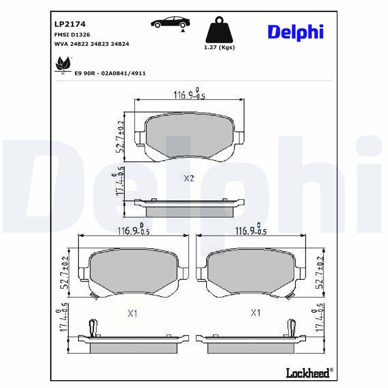 Тормозные колодки дисковые DELPHI LP2174
