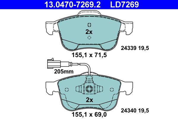 Гальмівні колодки дискові ATE 13047072692 - zapix