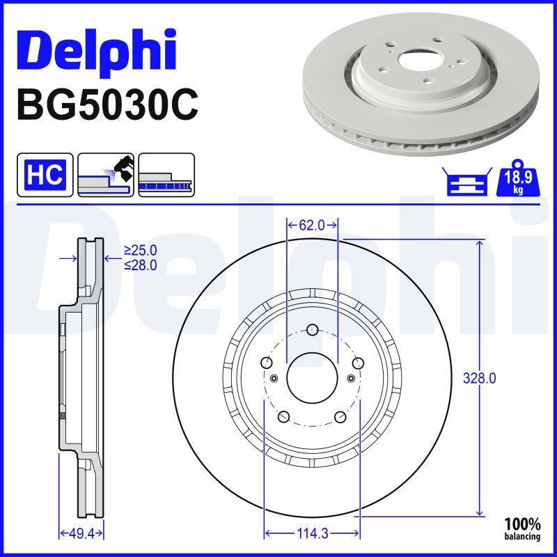 Гальмівний диск DELPHI BG5030C - zapix