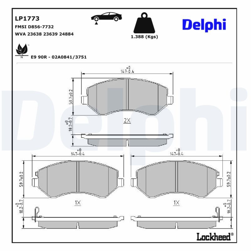 Гальмівні колодки дискові DELPHI LP1773