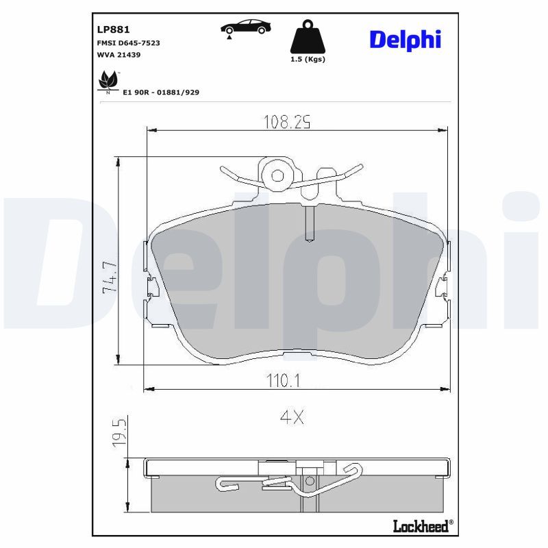 Гальмівні колодки дискові DELPHI LP881 - zapix