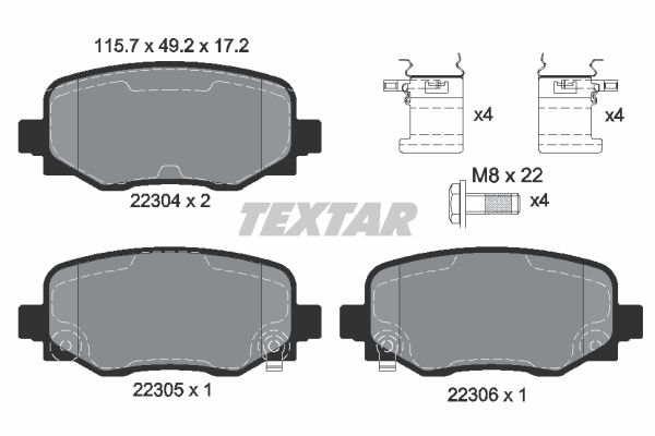 Гальмівні колодки дискові TEXTAR 2230401 - zapix