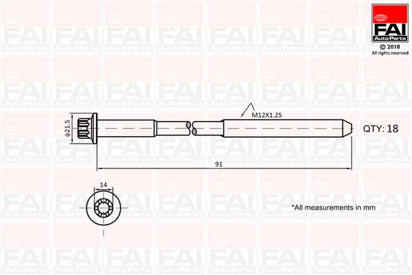 Болт головки блока цилиндра FAI AUTOPARTS B2101