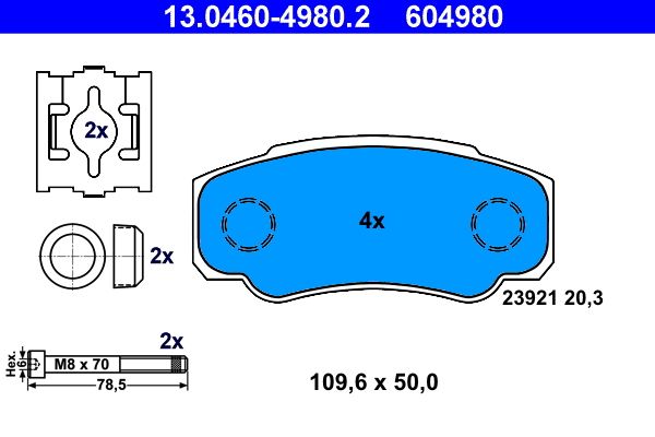 Гальмівні колодки дискові ATE 13046049802 - zapix